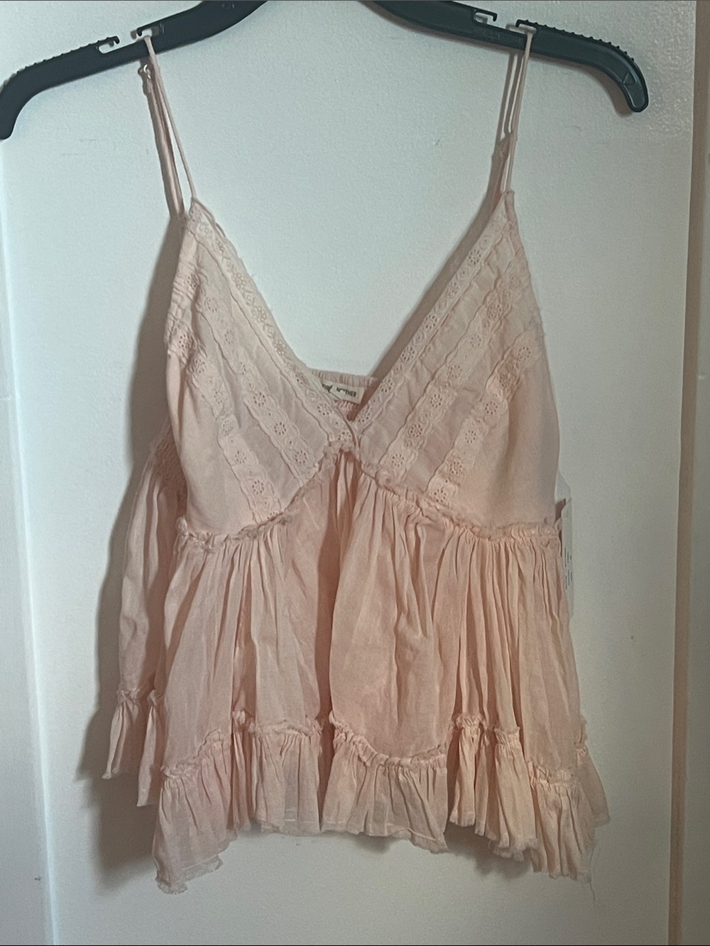 Delicate Blush Lace-Trim Camisole Top